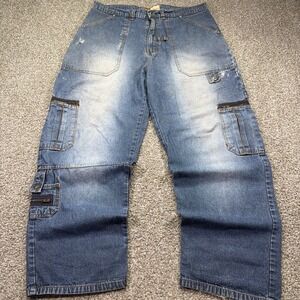 Y2k Evolution Baggy Jeans Hiphop Style 38/32 Essentials Wide Leg Cargo